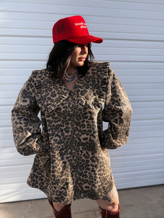 SHE’S A DREAMER COLLAR PUFF SLEEVE DRESS