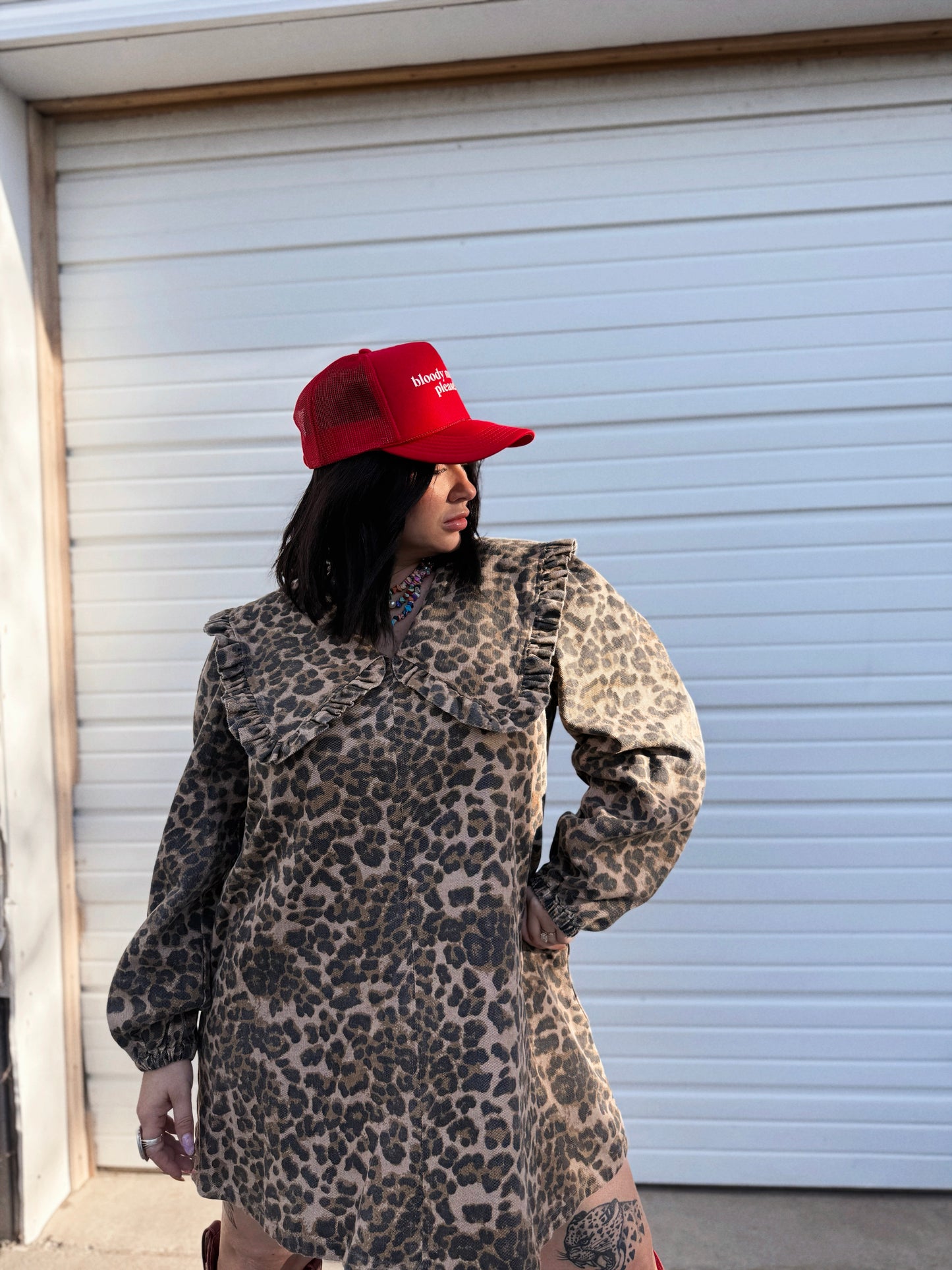 SHE’S A DREAMER COLLAR PUFF SLEEVE DRESS