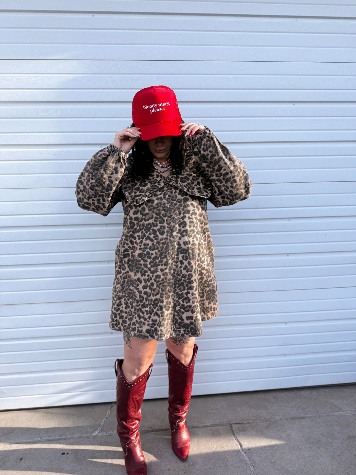 SHE’S A DREAMER COLLAR PUFF SLEEVE DRESS